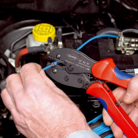 KNIPEX PreciForce пресс-клещи, термоусадочный соединитель, кол-во гнезд: 5, 0.5 - 6.0 кв. мм (20 -10 AWG), L-220 мм