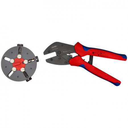 KNIPEX MultiCrimp пресс-клещи с магазином для смены плашек, 3 сменные плашки, L-250 мм, 2-к ручки