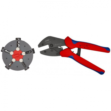 KNIPEX MultiCrimp пресс-клещи с магазином для смены плашек, 5 сменных плашек, L-250 мм, 2-к ручки