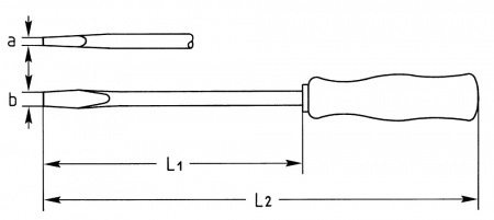 1436 VDE Отвёртка диэлектрическая шлицевая, SL 1.2 x 6.5 x 150, 255 мм