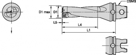 DFS KM40TS Shank; KM50TS Shank; 3 x D; Right Hand; Metric