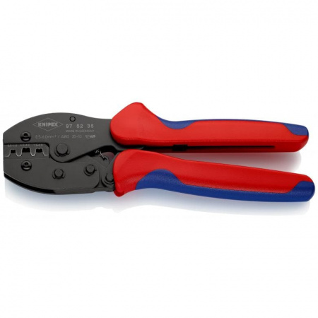 KNIPEX PreciForce пресс-клещи, неизол., открытые штекеры (4,8 + 6,3 мм), кол-во гнезд: 3, 0.5 - 6.0 кв. мм (20 -10 AWG), L-220 мм