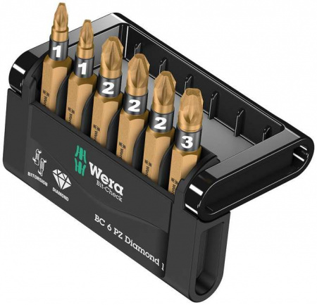 Bit-Check 6 PZ Diamond 1 набор бит с битодержателем, алмазное покрытие, 6 предметов