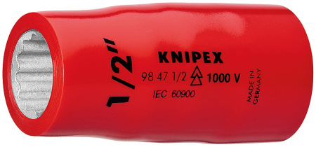 Головка торцевая VDE 1000V DR 1/2" BiHEX двойной шестигранник, дюймовая, 1/2", диэлектрическая