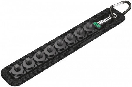 Belt A 0/8 Пояс матерчатый, на 8 торцевых головок DR 1/4", пустой, комплектация: 1x Пояс A (матерчатый), на 8 инструментов, неукомплектованный, 39 x 220 мм; 1x Набор полосок на липучках 30, 200 x 30 мм