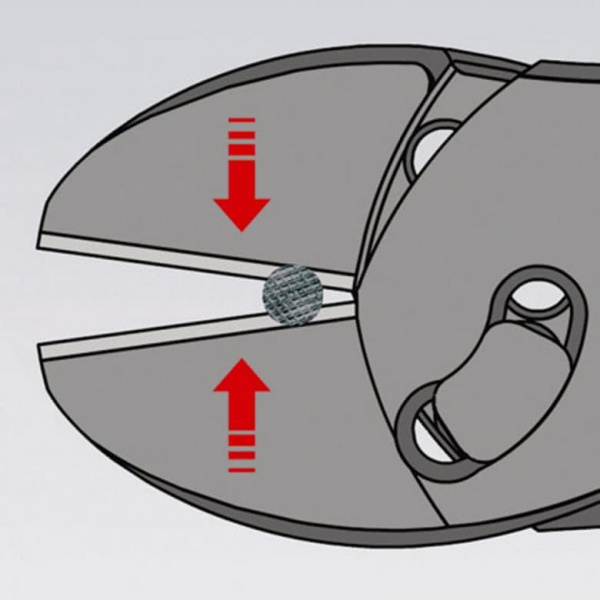KNIPEX TwinForce бокорезы, рез: провол. мягк. ∅ 5.5 мм, провол. ср. ∅ 4.6 мм, тверд. ∅ 3.2 мм, роял. струна ∅ 3 мм, L-180 мм, черн., 1-к ручки