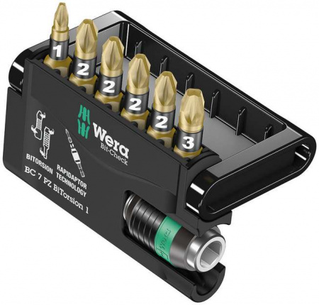 Bit-Check 7 PZ BiTorsion 1 набор бит биторсионных с битодержателем, 7 предметов