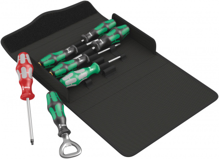 300/7 Kraftform Plus Set 4 Набор отвёрток + бутылочная открывалка, 7 предметов, PH 1x80/2x100; SL 0.8x4.0/1.0x5.5; Robertson # 1x80/# 2x100