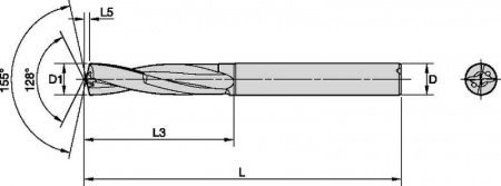 HiPACS; DAL Drill; B556; 3 x D; Internal Coolant; HA Shank