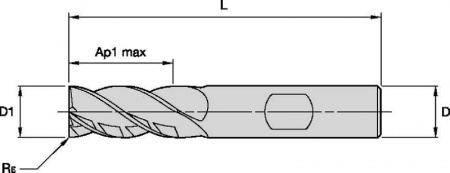 HARVI I TE; Radiused; 4 Flutes; Weldon Shank; Inch