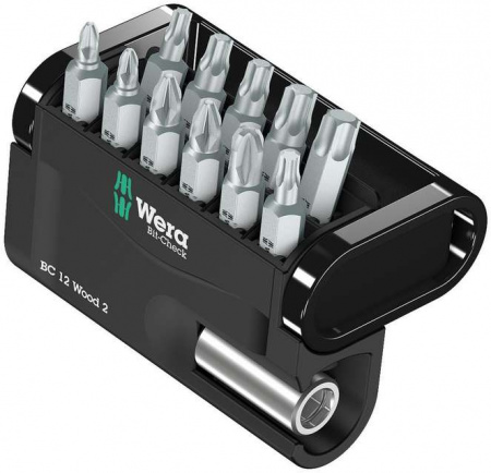 Bit-Check 12 Wood 2 набор бит с битодержателем, для работ по дереву, 12 предметов