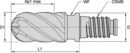 DUO-LOCK; HARVI III; Ball Nose; 6 Flutes; Inch