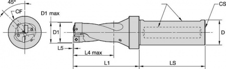 DFSP Flanged Shank; Right Hand; 2 x D