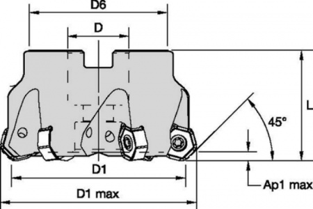 Dodeka Mini 45°; Shell Mill; Metric