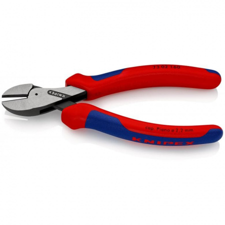 KNIPEX X-Cut бокорезы, рез: провол. мягк. ∅ 4.8 мм, ср. ∅ 3.8 мм, тв. ∅ 2.7 мм, роял. струна ∅ 2.2 мм, L-160 мм, черн., 2-к ручки