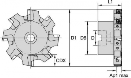 Фрезы KSSM для прорезания пазов — IC 12 — тип B, насадные фрезы (двухсторонние фрезы — правое исполнение — 21 мм); Метрическая система