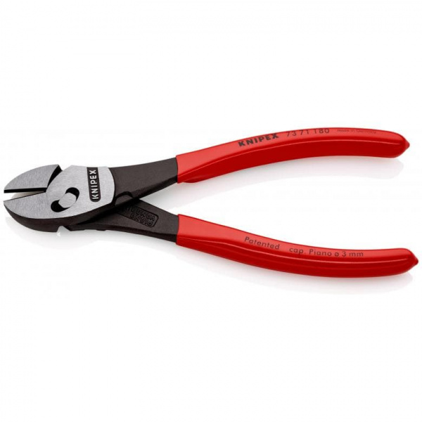 KNIPEX TwinForce бокорезы, рез: провол. мягк. ∅ 5.5 мм, провол. ср. ∅ 4.6 мм, тверд. ∅ 3.2 мм, роял. струна ∅ 3 мм, L-180 мм, черн., 1-к ручки