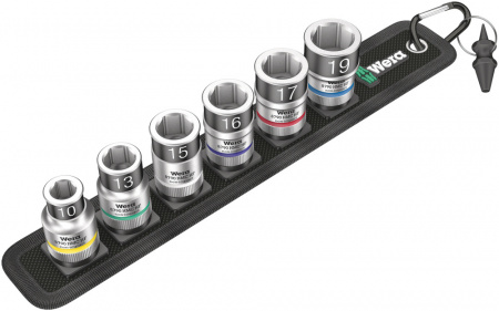Belt C 1 Zyklop Набор торцевых головок с функцией фиксации крепежа, DR 1/2", 7 предметов, комплектация: 6x 8790 HMC HF торцевая головка для трещотки Zyklop 1/2", с функцией фиксации крепежа: 10.0x37.0, 13.0x37.0, 15.0x37.0, 16.0x37.0, 17.0x37.0, 19.0x37.0