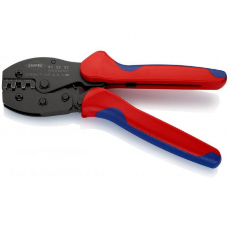 KNIPEX PreciForce пресс-клещи, неизол., открытые штекеры (4,8 + 6,3 мм), кол-во гнезд: 3, 0.5 - 6.0 кв. мм (20 -10 AWG), L-220 мм