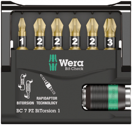 Bit-Check 7 PZ BiTorsion 1 набор бит биторсионных с битодержателем, 7 предметов
