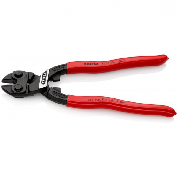 KNIPEX CoBolt болторез, с выемкой, L-200 мм, рез: провол. мягк. ∅ 6 мм, ср. ∅ 5.2 мм, тв. ∅ 4 мм, роял. струна ∅ 3.6 мм, черн., 1-к ручки