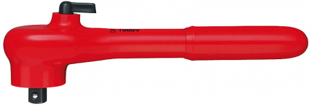 Рукоятка трещоточная VDE DR 3/8", с флажковым переключателем, L-190 мм, диэлектрическая