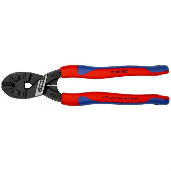 KNIPEX CoBolt болторез, L-200 мм, рез: провол. мягк. ∅ 6 мм, ср. ∅ 5.2 мм, тв. ∅ 4 мм, роял. струна ∅ 3.6 мм, черн., 2-к ручки