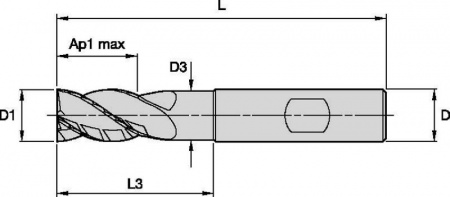 HARVI I TE; ПЛОСКОЕ ДНО; 4 ЗУБА; С шейкой; Хвостовик Weldon