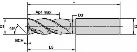 HARVI I TE; С фаской; 4 ЗУБА; С шейкой