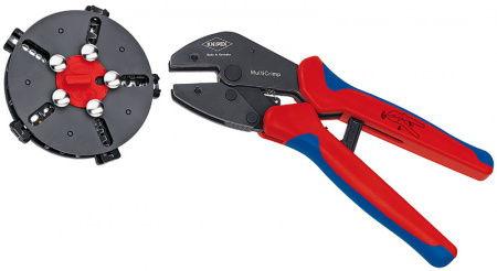 KNIPEX MultiCrimp пресс-клещи с магазином для смены плашек, 5 сменных плашек, L-250 мм, 2-к ручки