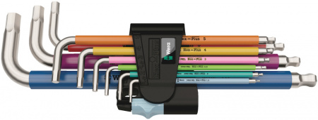 3950/9 Hex-Plus Multicolour Stainless 1 Набор Г-образных ключей, нержавеющая сталь, с шаром, 1.5 - 10 мм, 9 предметов, комплектация: 9x 3950 SPKL: 1.5x90, 2.0x101, 2.5x112, 3.0x123, 4.0x137, 5.0x154, 6.0x172, 8.0x195, 10.0x224