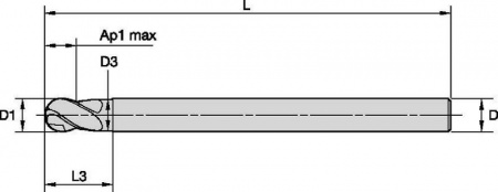 HARVI I TE; СФЕРИЧЕСКИЙ КОНЕЦ; 4 ЗУБА; С шейкой; ЦИЛИНДРИЧЕСКИЙ ХВОСТОВИК