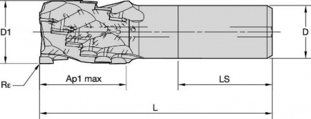KenCut AQ; ALSR; Radiused; 2-3 Flutes; 1.25 x D; Internal Coolant; Plain Shank; Inch