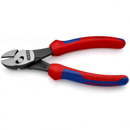 KNIPEX TwinForce бокорезы, рез: провол. мягк. ∅ 5.5 мм, провол. ср. ∅ 4.6 мм, тверд. ∅ 3.2 мм, роял. струна ∅ 3 мм, L-180 мм, черн., 2-к ручки
