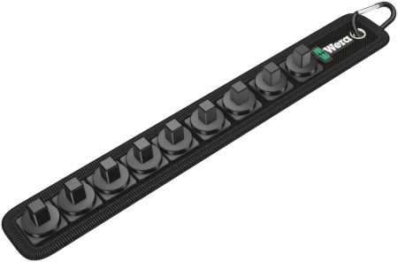 Belt B 0/9 Пояс матерчатый, на 9 торцевых головок DR 3/8", пустой, комплектация: 1x Belt B (матерчатый), на 9 инструментов, неукомплектованный, 45 x 310 мм; 1x Набор полосок на липучках 30, 200 x 30 мм